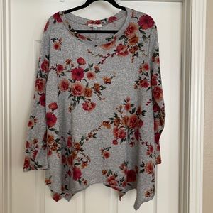 Grey floral  long sleeve top